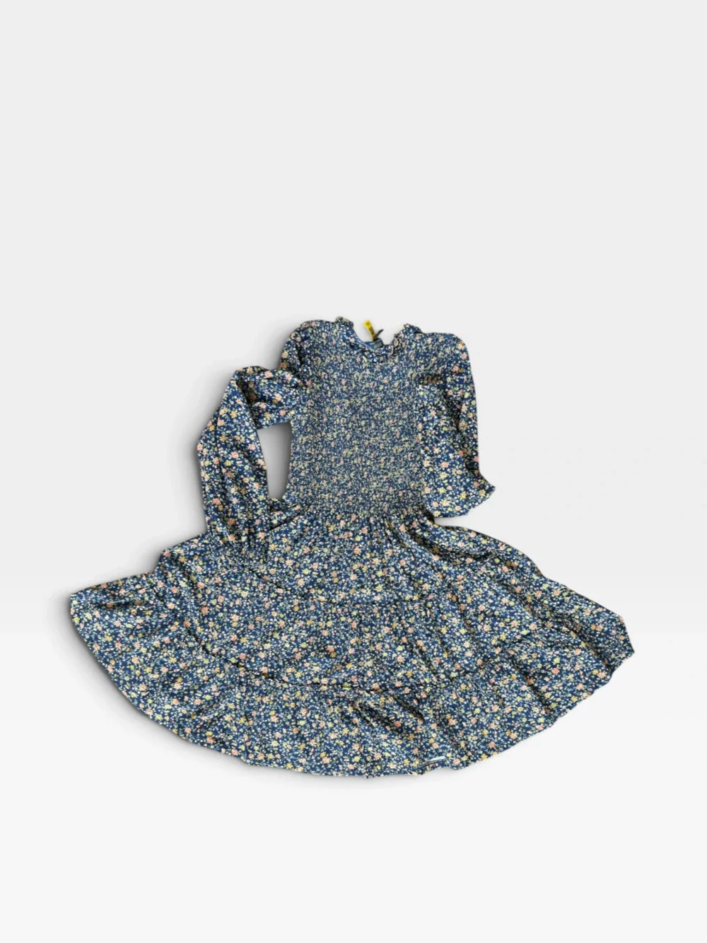 Polo Ralph Lauren Girls XL 16 Navy Floral Smocked Tiered Long-Sleeve Dress